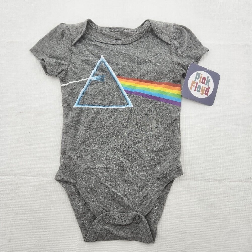 Pink Floyd Baby Rock Band Grey Short-Sleeve One-piece Bodysuit Size 12mo